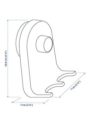 Потрійний гачок з присоскою ІКЕА OBONAS 7х11 см (60515586) IKEA (278406093)