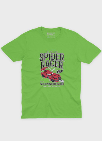 Салатовая демисезонная футболка для девочки с принтом супергероя - человек-паук (ts001-1-kiw-006-014-071-g) Modno