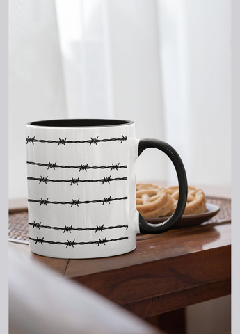 Чашка керамічна з принтом "Все норм" 330 мл, біла з чорною ручкою No Brand (324264577)