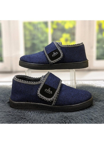 Синие тапочки домашние женские Progress с вышивкой