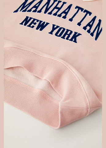 Zara свитшот с воротником для девочки розовый 0208600620 надпись розовый кэжуал