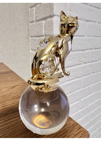 Фигурка со стразами Swarovski Кошка на стеклянном шаре 12 см Crystocraft (370785835)