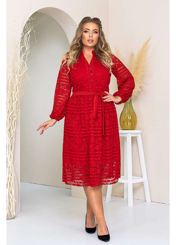 Красное коктейльное платье ажурный гипюр 21124 красное Tanita-Romario
