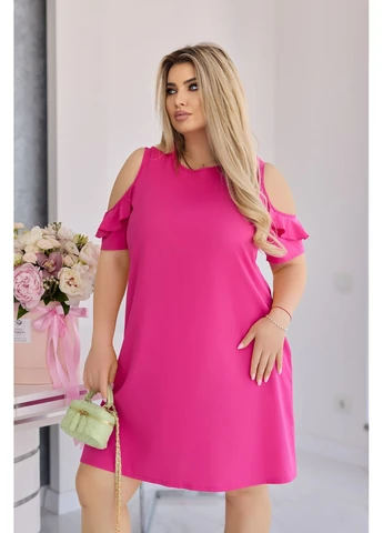 Малиновое летнее платье женское с вырезами на рукавах Fashion
