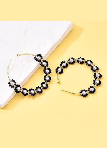 Чорно-білі перлинні сережки сережки кільця, нові! арт. 5014 Fashion Jewelry (336950267)