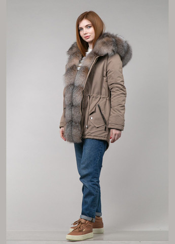 Парка зимняя темно-бежевая с мехом блюфроста Chicly Furs (289354690)