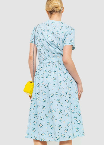Бірюзова сукня з квітковим принтом, колір сіро-синій, Ager