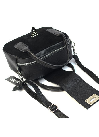 Чорна замшева маленька жіноча шкіряна сумка крос-боді з маленькими ручками та ремінцем Serebro (315370736)