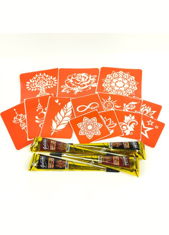 Набор хны с трафаретами для био-тату №4 henna-set-04 Fresh Tattoo (364958250)