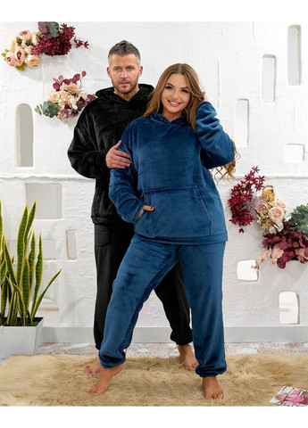 Синяя пижама унисекс кенгуру теплая мягкий двухсторонний плюш,штаны и кофта Україна