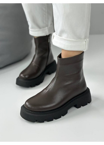 Зимові шкіряні шоколадні черевики, зимові ботінки шоколад, шкіряні коричневі черевики на зиму, ботінки зима Україна код 25664 Garti Rosta (371993022)