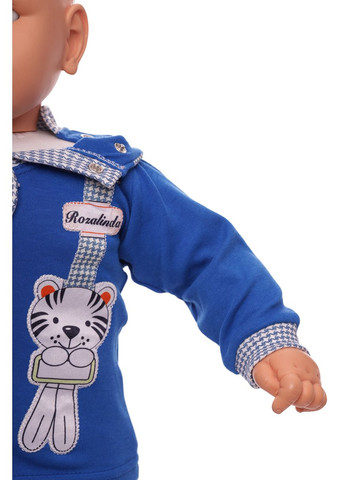 Синій демісезонний костюм із довгим рукавом для хлопчика трикотажний з підтяжками синій 68 см (33786) BABYKROHA