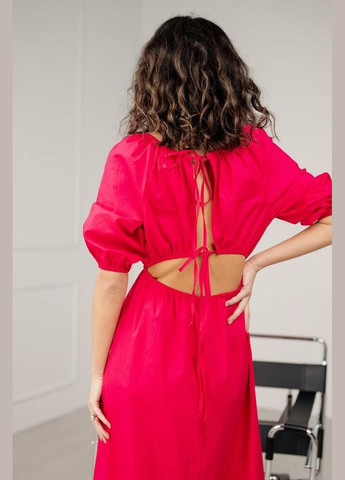 Комбінована плаття жіноче котонове із зав'язками міді фуксія mkaz6422-1 Modna KAZKA