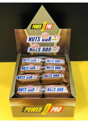 Низьковуглеводні Протеїнові Батончики Nuts Bar 100% Sugar Free - 20x70г Без цукру Power Pro (292395893)
