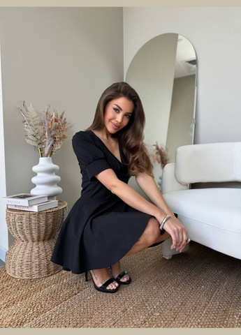 Жіночий комбінезон-сукня Україна однотонний чорний софт