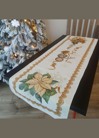 Новорічна гобеленова декоративна доріжка на стіл з люрексом Казкове Різдво настільна доріжка ранер 37х100 Maystat (305664967)