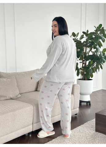 Сіра всесезон м’яка, затишна піжама-домашній костюм лонгслів + брюки Vakko