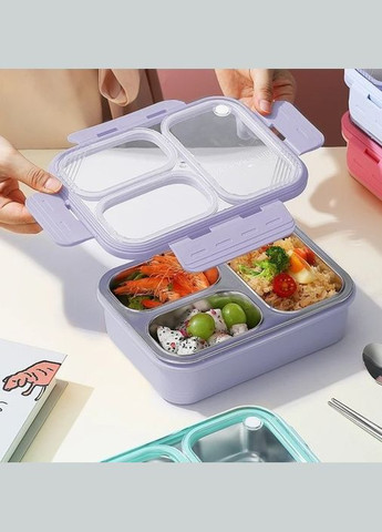 Термо ланч-бокс на три герметичные секции с металлической основой Just-S 600мл, фиолетовый More (300078520)