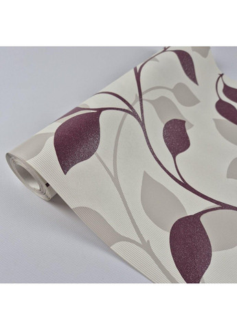 Шпалери вінілові на флізеліні 0.53 × 10.05 м 91662, молочні з бордовим малюнком — для спальні, вітальні, кабінету MARBURG (368895903)