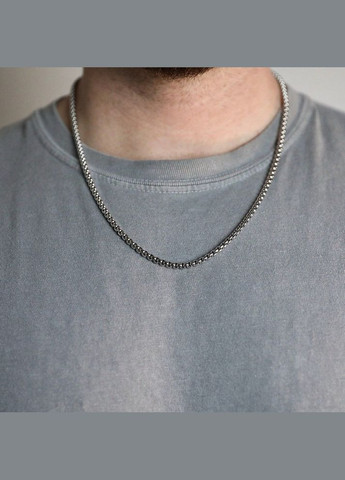 Чоловічий металевий срібний ланцюжок на шию з нержавіючої сталі Бісмарк, підвіска 3 мм No Brand (328048516)