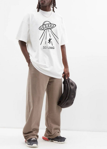 Белая футболка oversize мужская белая "so long" Trace of Space