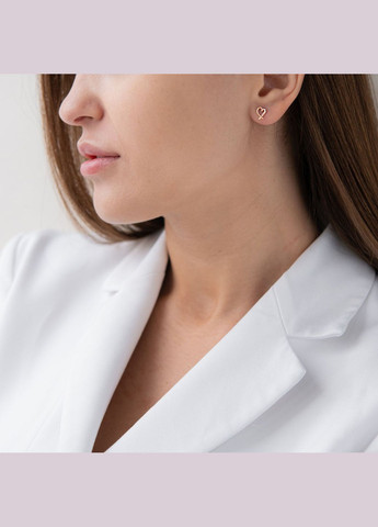 Серьги - пусеты Сердечки в красном золоте с07121 Oniks (264024552)