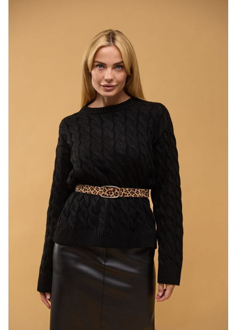 Чорний джемпер з косами 2425 чорний Triko Bakh