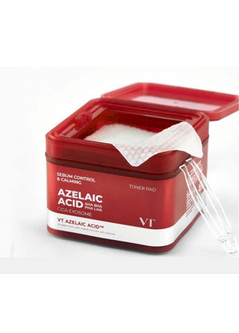 Тонер-педи AZ CARE TONER PAD з азелаїновою кислотою освітлює та себорегулює 60 шт VT Cosmetics (367585798)