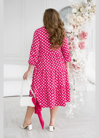 Розовое повседневный платье в горошек с воланом а-силуэт No Brand в горошек
