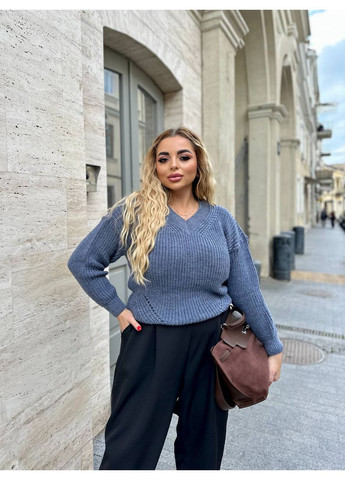 Синий демисезонный женский полушерстяной свитер джемпер No Brand