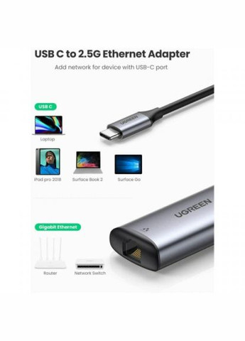 Перехідник USB3.1 TypeC to Ethernet RJ45 1000Mb CM275 (70446) Ugreen usb3.1 type-c to ethernet rj45 1000mb cm275 (268145361)