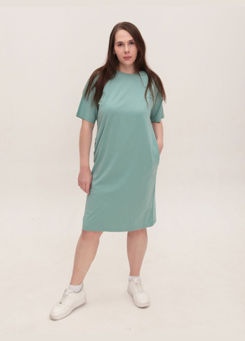 Оливковое повседневный платье-футболка женское оливковое прямое летнее JEANSclub с надписью