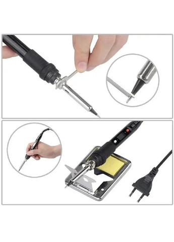 Паяльник з регулюванням температури змінними жалами дисплеєм набором аксесуарів чохлом 80W (481165-Prob) Unbranded (355692602)