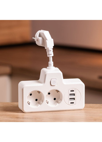 Сетевой фильтр на 2 евро розетки с 2 USB и 2 Type-C белый HP-5-17 Jooki (360920846)