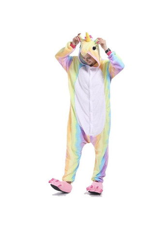 Кігурумі костюм піжама жіночий махровий застібається на кнопках з капюшоном вухами (478516-Prob) Райдужний єдиноріг розмір ХL Unbranded (305843426)