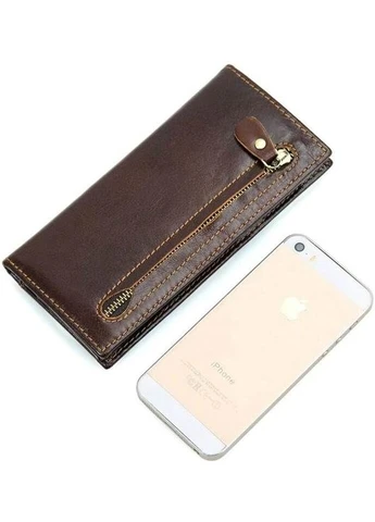 Гаманець з натуральної шкіри Коричневий 8х16,5 см Vintage (391297775)
