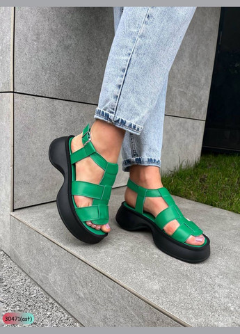 Босоніжки з натуральної шкіри (зелені) No Brand Босоніжки (334305377)