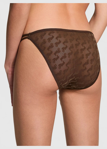 Прозрачные женские трусики с принтом коричневые Victoria's Secret (336021064)