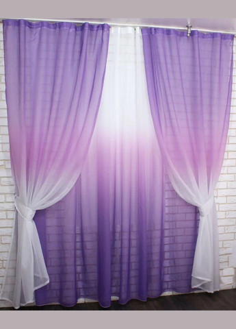 Набор шторы и тюль Жёлтый 1 шт 3х2,5 м + 2 шт 1х2,5 м (П4К-031дк 518тВ-5) No Brand (306633677)