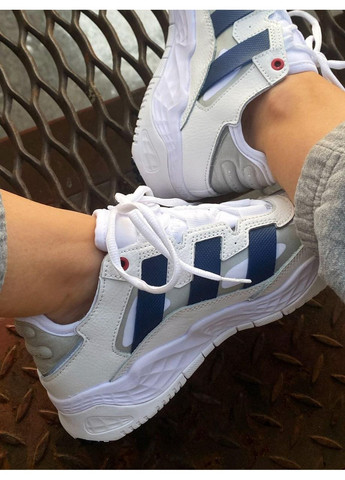 Білі Осінні кросівки чоловічі adidas niteball white blue red адідас найтбол No Brand