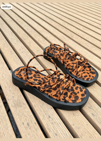 Жіночі босоніжки плетіння леопардовий принт еко шкіра No Brand (332988372)