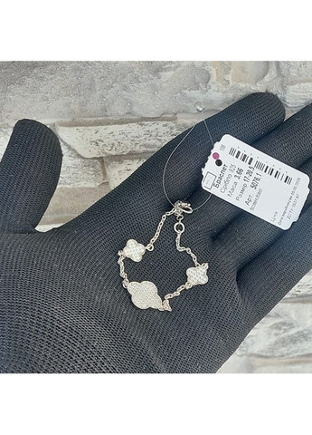 Браслет Клевер из серебра с прозрачными фианитами. No Brand (355921921)