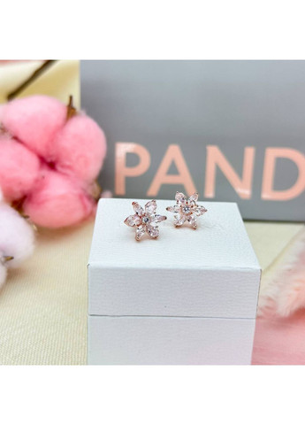Срібні сережки кульчики Пандора "Блискучий гербарій" 282407C01 Kabluchka (355348284)