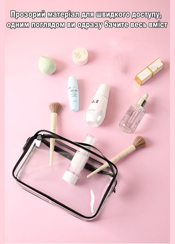 Органайзер косметичка прозрачная на молнии в дорогу средних размеров для путешествий 18х12х6см No Brand (318065801)