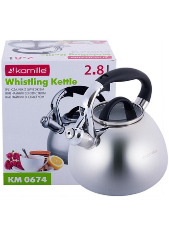 Чайник из нержавеющей стали 2.8л со свистком и стеклянной крышкой для кипячения воды чайник для чая Kamille (368980614)