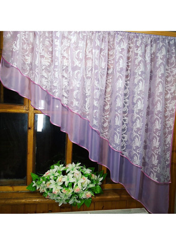 Фіранка готова коротка Ніка бузкова вензель права No Brand (372133825)