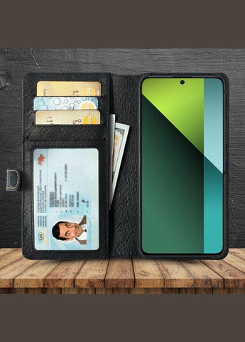 Чехол книжка Premium Wallet для Xiaomi Redmi Note 13 Pro 5G Чёрный (76054) Stenk (289370086)