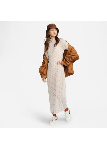 Бежева плаття nsw air aop mesh ls dress beige dv8249-292 Nike