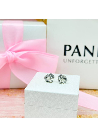 Срібні сережки кульчики Пандора "Серце нескінченності" 292667C01 Kabluchka (355347434)
