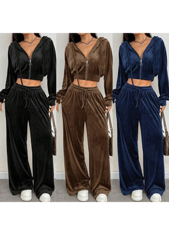 Костюм из премиального велюра,кофта укороченная и брюки палаццо Україна (350874585)